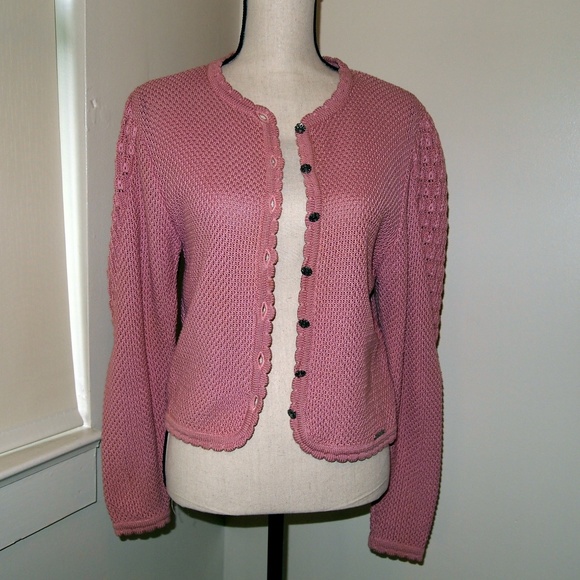 pink cotton cardigan womens